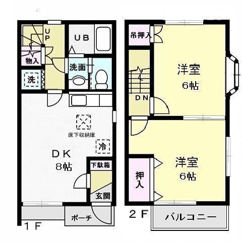 ル・ボヌールB(2DK/1階)の間取り写真