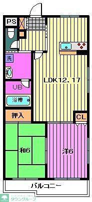 パインクレスト(2LDK/1階)の間取り写真