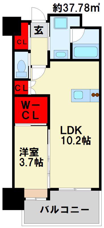 ヒルクレスト片野グランデI(1LDK/2階)の間取り写真
