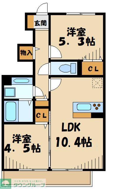 NIJI-CORTニジコート(2LDK/1階)の間取り写真