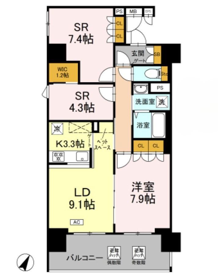 リーラ横浜川和町(1SLDK/6階)の間取り写真