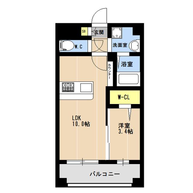 KL東比恵(1LDK/8階)の間取り写真