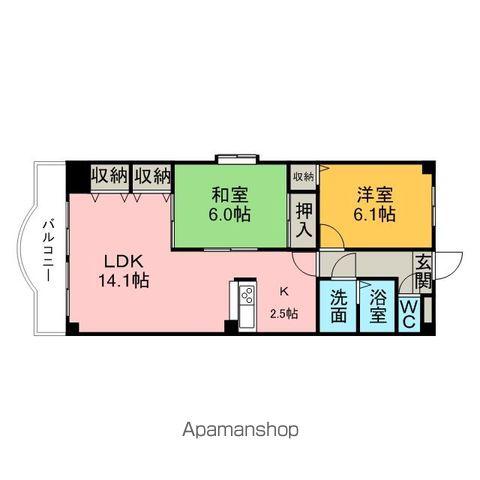 RIVERSIDEHILLS(2LDK/4階)の間取り写真