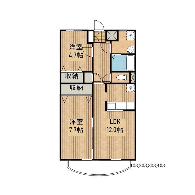 アルソ本宮(2LDK/3階)の間取り写真