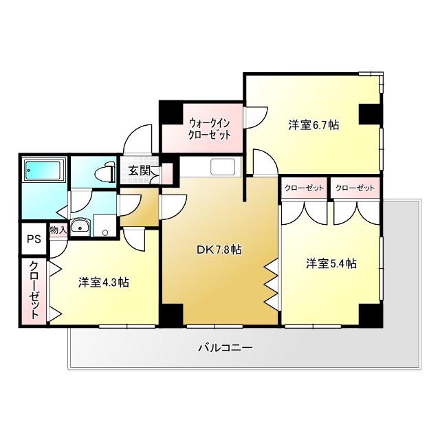 中馬込2丁目マンション(3LDK/3階)の間取り写真