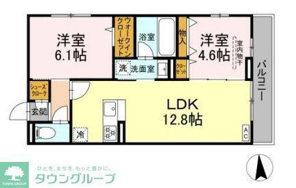 GREEN GARDEN A棟(2LDK/2階)の間取り写真