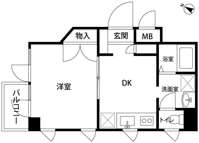 ニューフラット25(1DK/3階)の間取り写真