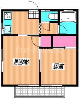 若葉ハイム(2K/2階)の間取り写真