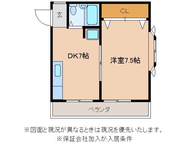 ぐらんぱ七番館(1DK/2階)の間取り写真