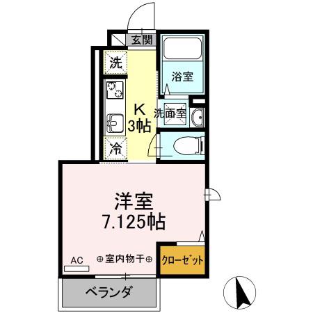 プロップテラス(1K/1階)の間取り写真