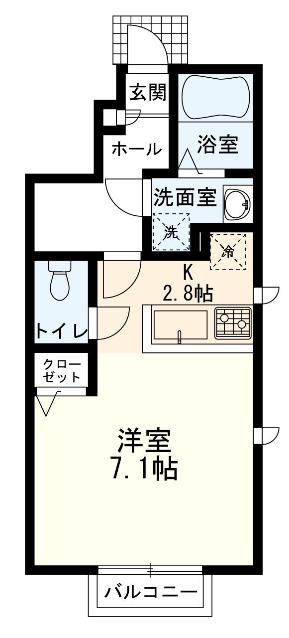 フォレストB棟(1K/1階)の間取り写真