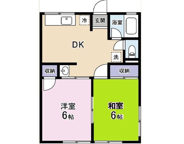 ヤマダB(2DK/1階)の間取り写真