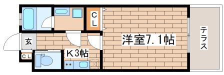 ワコーレヴィアーノ須磨関守町2丁目(1K/1階)の間取り写真