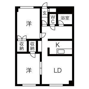 パレスKK(2LDK/3階)の間取り写真