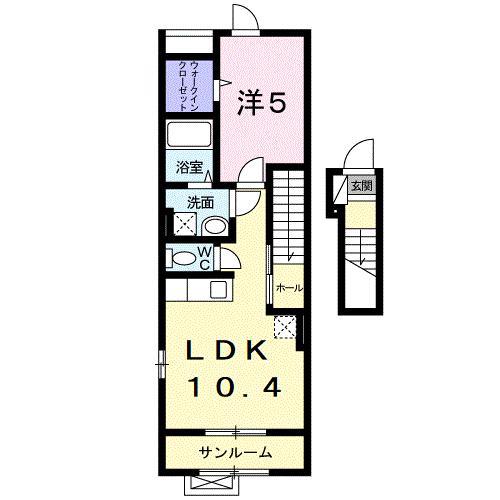 グランドホープ参番館(1LDK/2階)の間取り写真