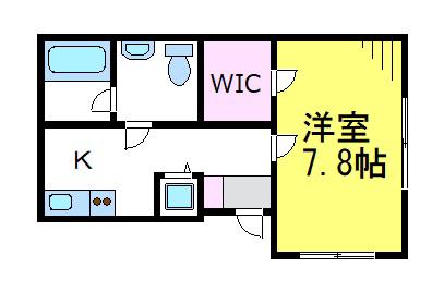 アネラ武蔵野(1K/1階)の間取り写真