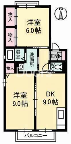 レーベン板野A・B(2DK/1階)の間取り写真