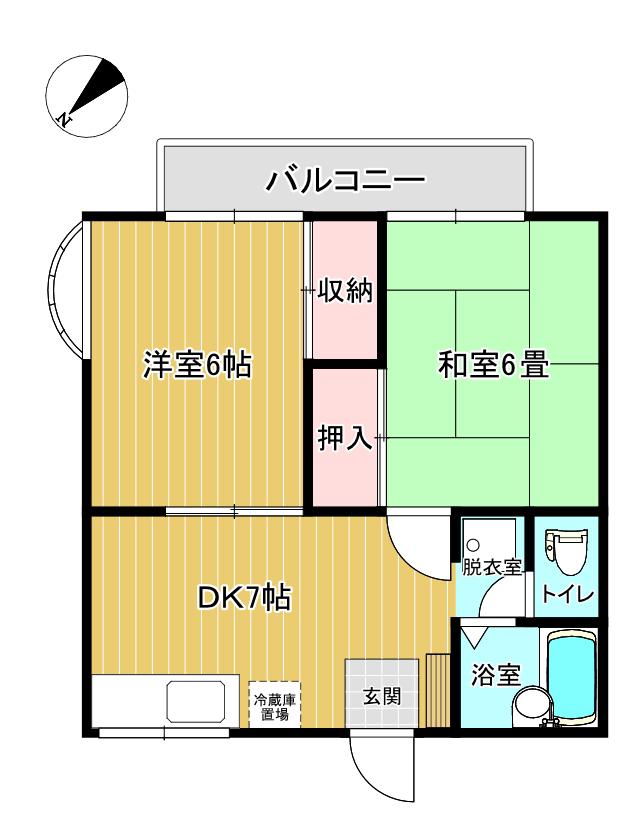 シャルマン(2DK/2階)の間取り写真