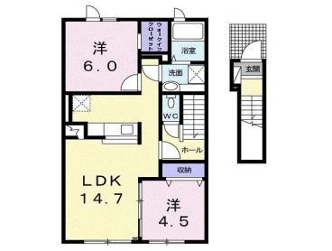 メゾン ド ソレイユ2(2LDK/2階)の間取り写真