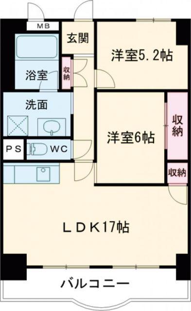 ダイヤモンドハイツII(2LDK/2階)の間取り写真