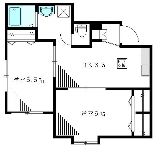 ファミーユ・S(2DK/1階)の間取り写真