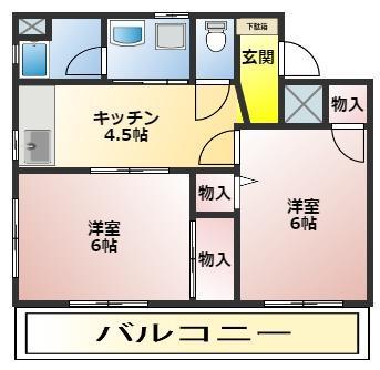 吉原マンション(2K/4階)の間取り写真