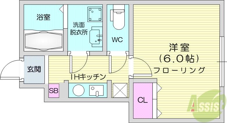 ホワイトローズ1(1K/1階)の間取り写真