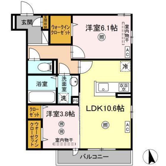 SOLANA翠町(2LDK/3階)の間取り写真