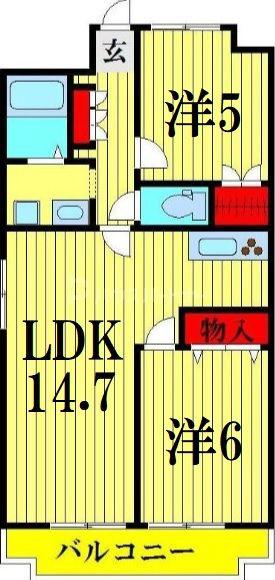 エトワール山崎(2LDK/11階)の間取り写真
