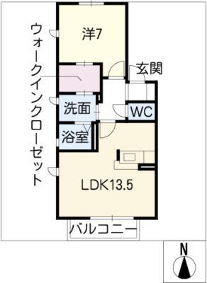 サンキャッスルII A棟(1LDK/2階)の間取り写真
