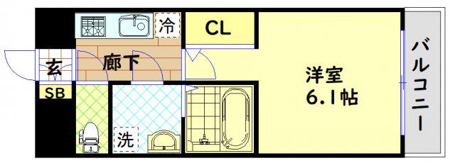 S-RESIDENCE南堀江(1K/6階)の間取り写真