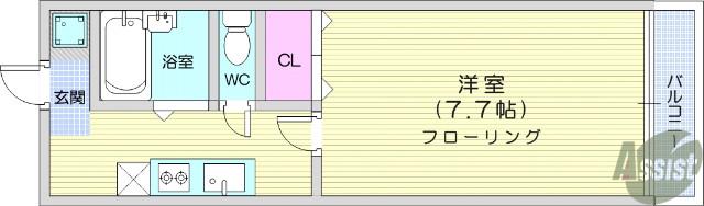 ボン・サンテ・APT(1K/2階)の間取り写真