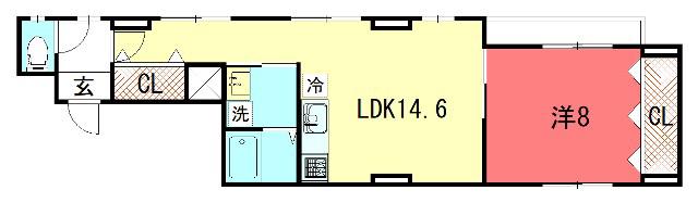 わびすけビル(1LDK/4階)の間取り写真