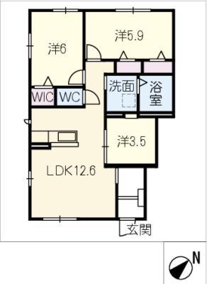 ハイム ローゼン(3LDK/1階)の間取り写真