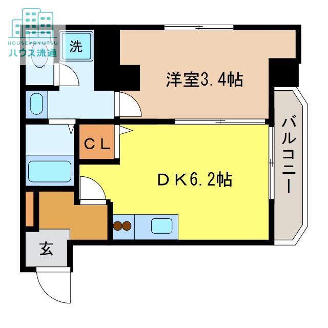 ウィステリア平和町(1DK/5階)の間取り写真