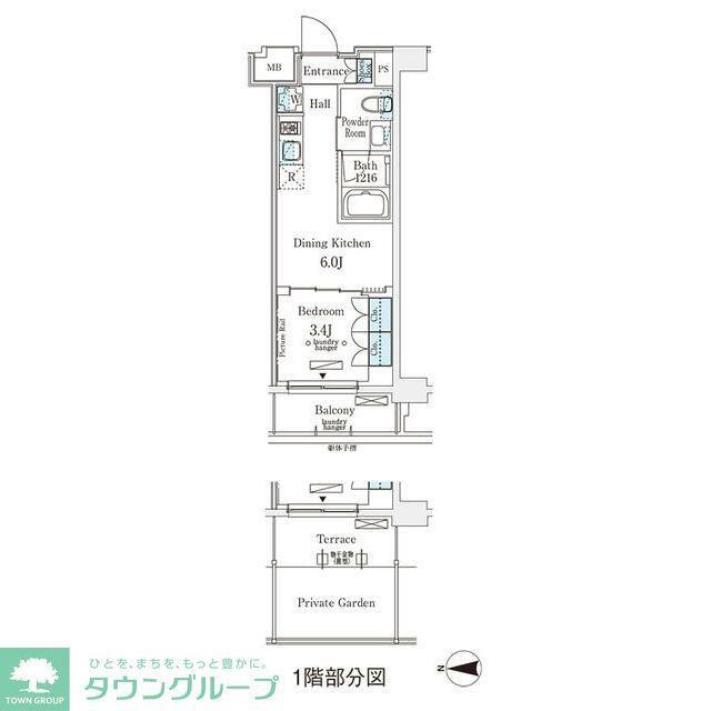 ウエリスアーバン中野坂上(1DK/2階)の間取り写真