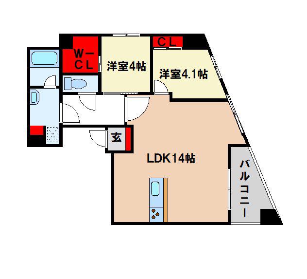 ARCBLISS二日市(2LDK/8階)の間取り写真