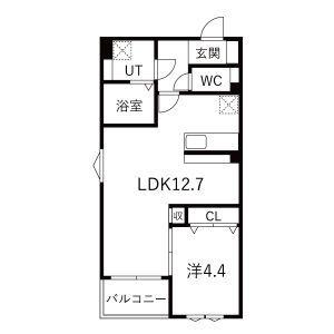 DEVELD中郷II(1LDK/2階)の間取り写真
