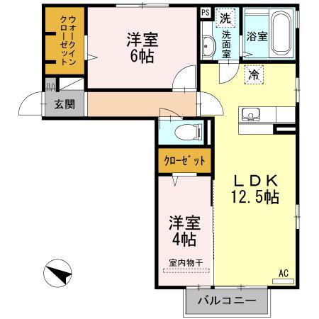 CASA FELICE C棟(2LDK/2階)の間取り写真