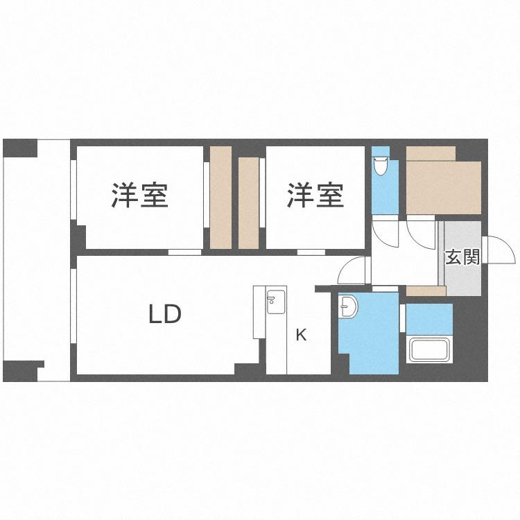 アワーズ琴似(2LDK/7階)の間取り写真