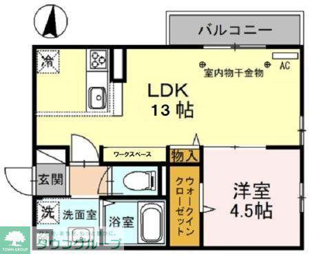 むさし野スクエア(1LDK/2階)の間取り写真