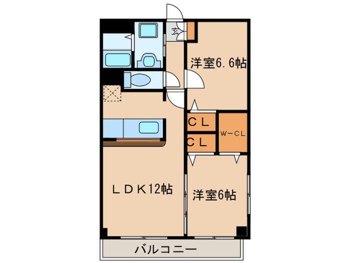 地下鉄名城線 志賀本通駅 徒歩3分 4階建 築18年(2LDK/1階)の間取り写真
