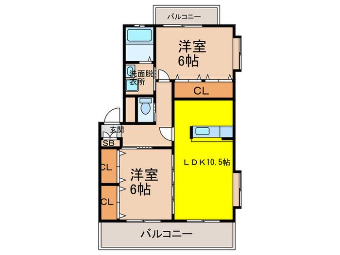 MIMOSA(2LDK/2階)の間取り写真