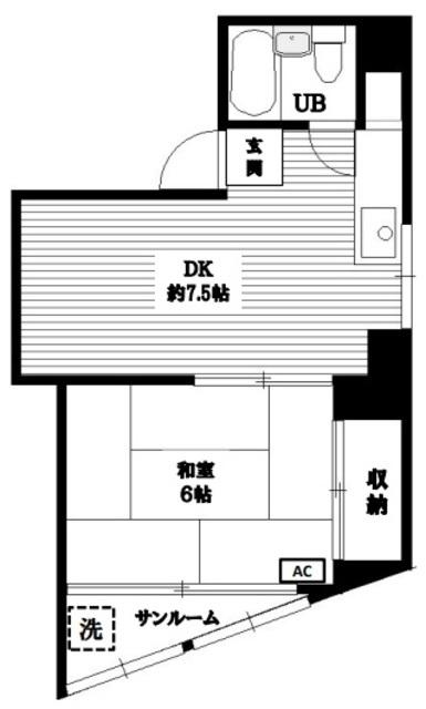 JTハイム新宿落合(1DK/2階)の間取り写真