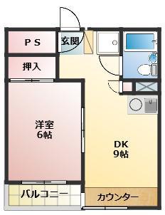 ヴィラナリー太田 2号棟(1DK/1階)の間取り写真