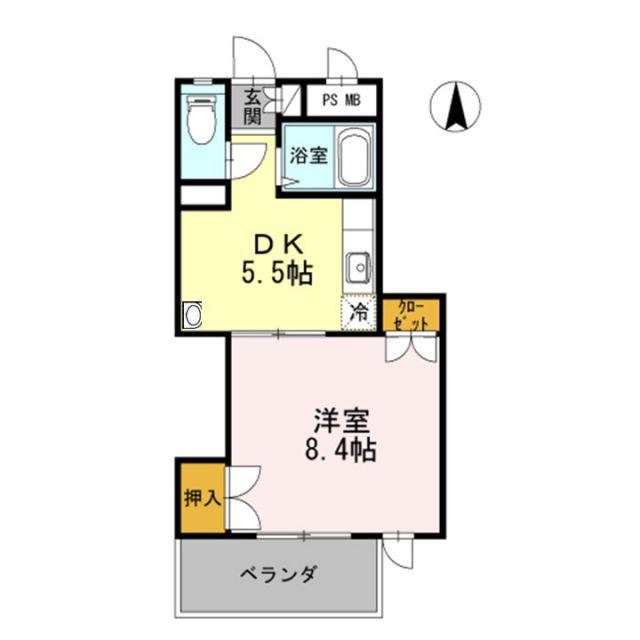 みよしのハイツ(1DK/2階)の間取り写真