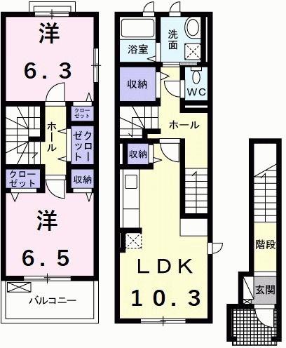 ドリームB(2LDK/2階)の間取り写真