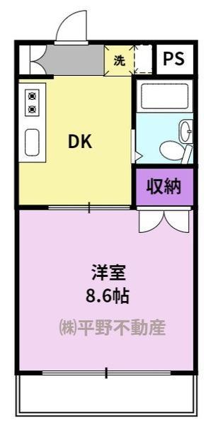コーポ加月B棟(1DK/3階)の間取り写真