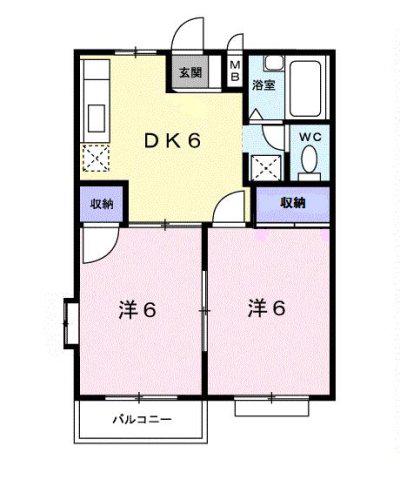 オーチャート10(2DK/2階)の間取り写真