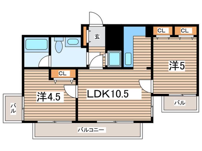 ライブスペースヴィラ89(2LDK/2階)の間取り写真